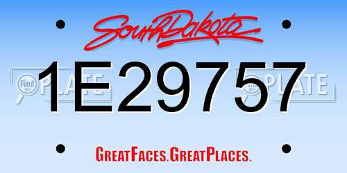 1E29757 South Dakota License Plate