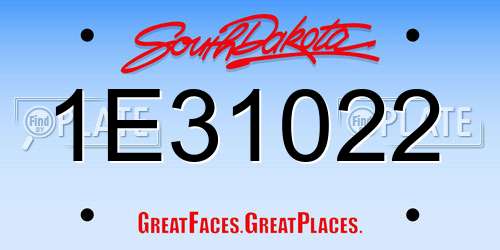 1E31022 South Dakota License Plate