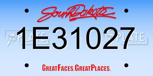 1E31027 South Dakota License Plate