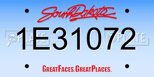 1E31072 South Dakota License Plate
