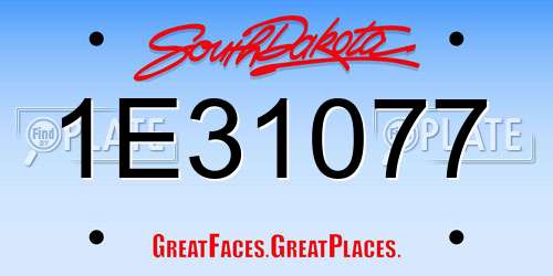 1E31077 South Dakota License Plate