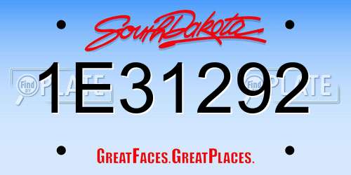 1E31292 South Dakota License Plate