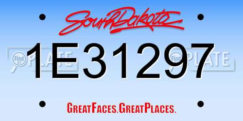 1E31297 South Dakota License Plate