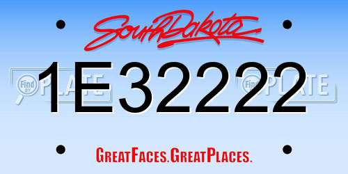 1E32222 South Dakota License Plate