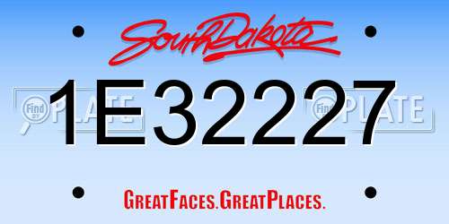 1E32227 South Dakota License Plate