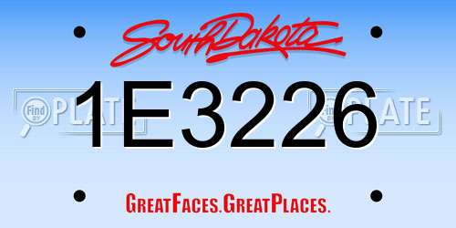 1E3226 South Dakota License Plate
