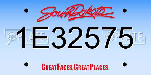 1E32575 South Dakota License Plate