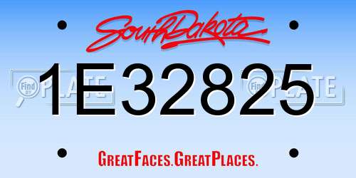 1E32825 South Dakota License Plate