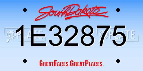 1E32875 South Dakota License Plate