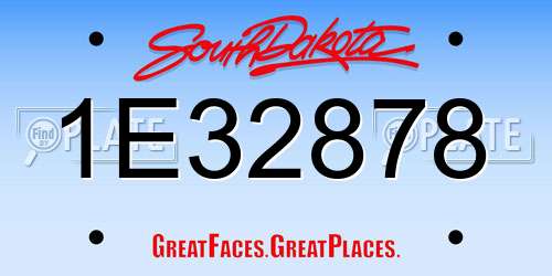 1E32878 South Dakota License Plate