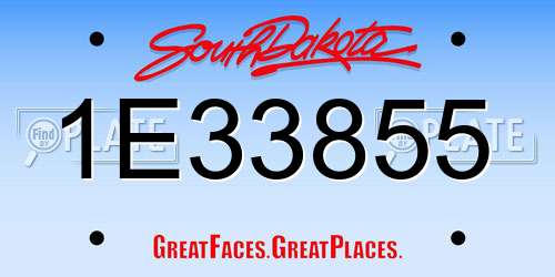 1E33855 South Dakota License Plate