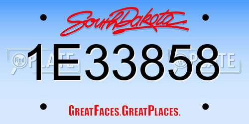 1E33858 South Dakota License Plate