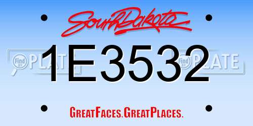 1E3532 South Dakota License Plate