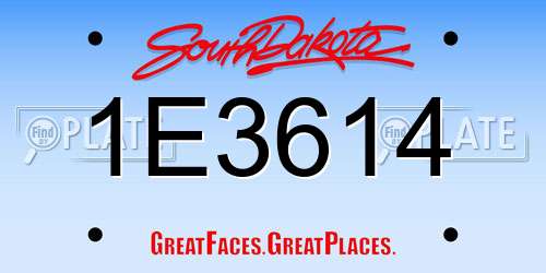 1E3614 South Dakota License Plate