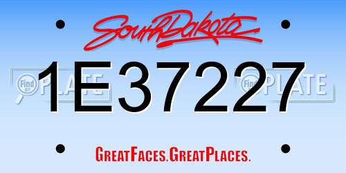 1E37227 South Dakota License Plate