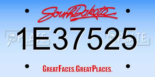 1E37525 South Dakota License Plate