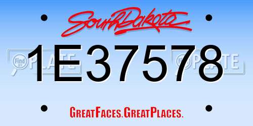 1E37578 South Dakota License Plate
