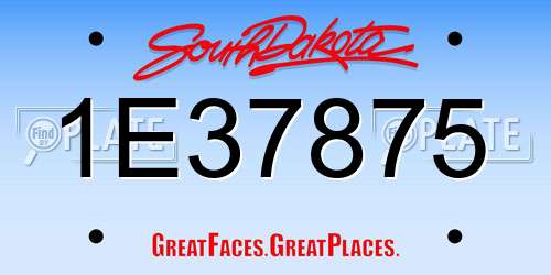 1E37875 South Dakota License Plate
