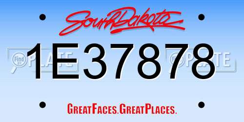 1E37878 South Dakota License Plate