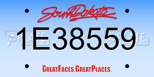 1E38559 South Dakota License Plate