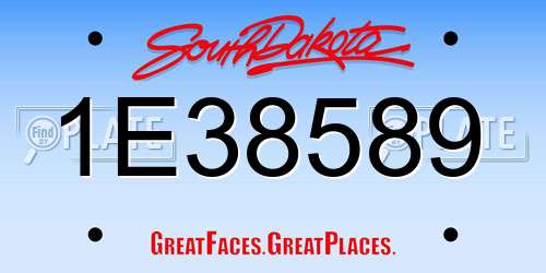 1E38589 South Dakota License Plate
