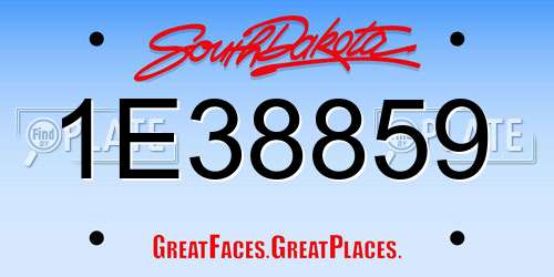 1E38859 South Dakota License Plate