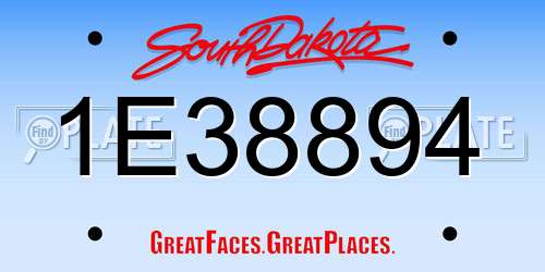 1E38894 South Dakota License Plate