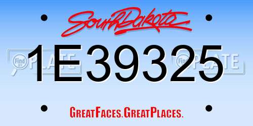 1E39325 South Dakota License Plate