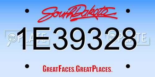 1E39328 South Dakota License Plate