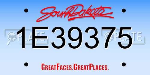 1E39375 South Dakota License Plate