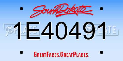 1E40491 South Dakota License Plate