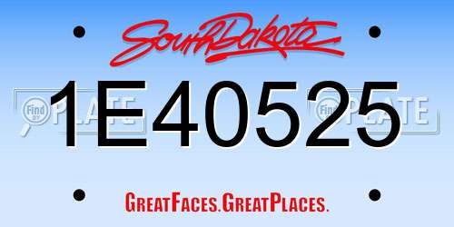 1E40525 South Dakota License Plate