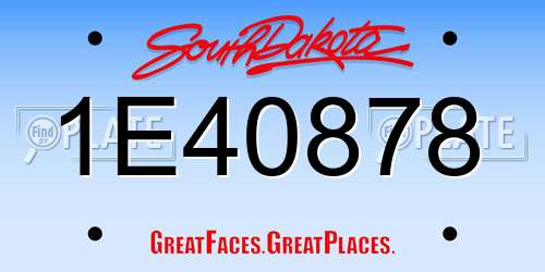 1E40878 South Dakota License Plate