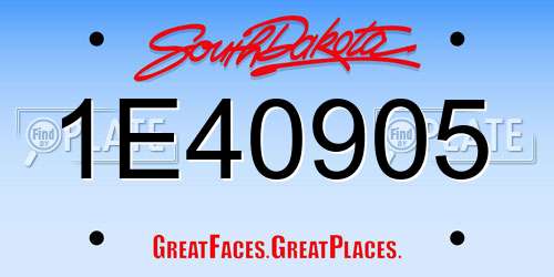 1E40905 South Dakota License Plate