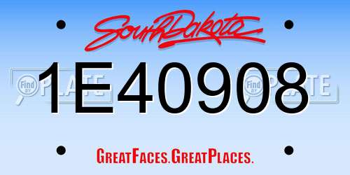 1E40908 South Dakota License Plate