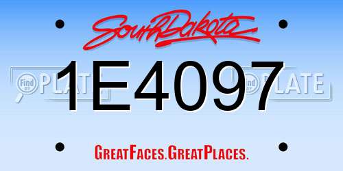 1E4097 South Dakota License Plate