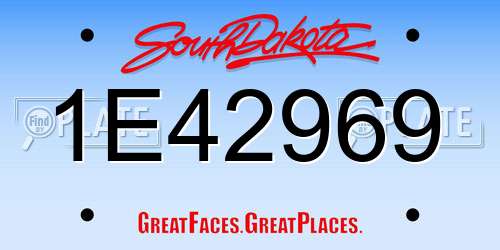 1E42969 South Dakota License Plate