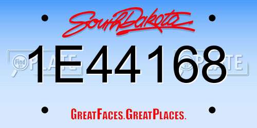 1E44168 South Dakota License Plate