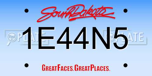 1E44N5 South Dakota License Plate