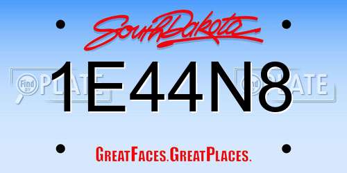 1E44N8 South Dakota License Plate