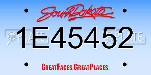 1E45452 South Dakota License Plate