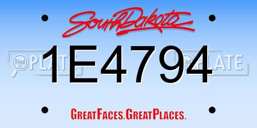 1E4794 South Dakota License Plate