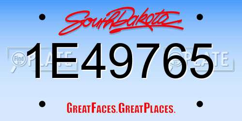 1E49765 South Dakota License Plate