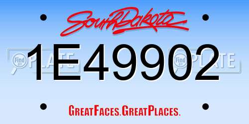 1E49902 South Dakota License Plate