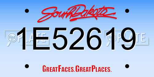1E52619 South Dakota License Plate