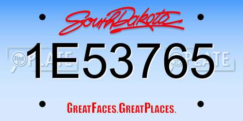1E53765 South Dakota License Plate