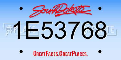 1E53768 South Dakota License Plate