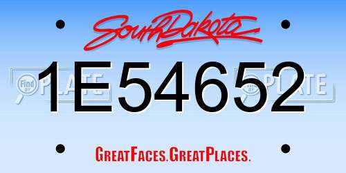 1E54652 South Dakota License Plate
