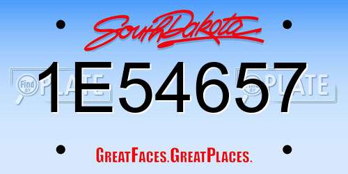 1E54657 South Dakota License Plate