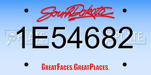 1E54682 South Dakota License Plate
